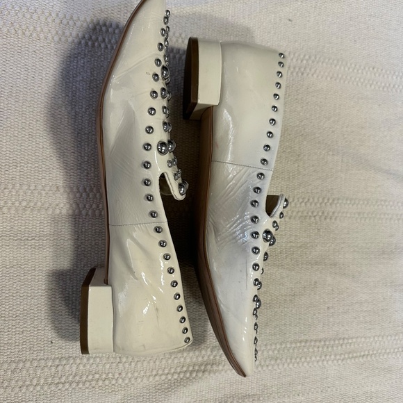 Halogen Nordstrom Women’s White Loafer Kaylee White Patent Leather Studded 9 - Picture 3 of 6